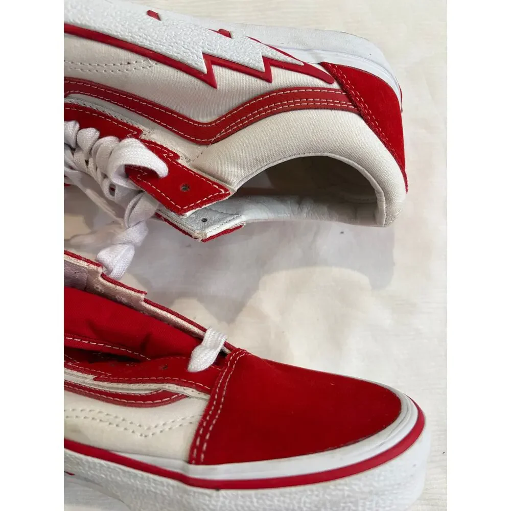 Vans Old Skool Lightning Bolt Red True White Sneaker Size Mens 8.5 Womens 10